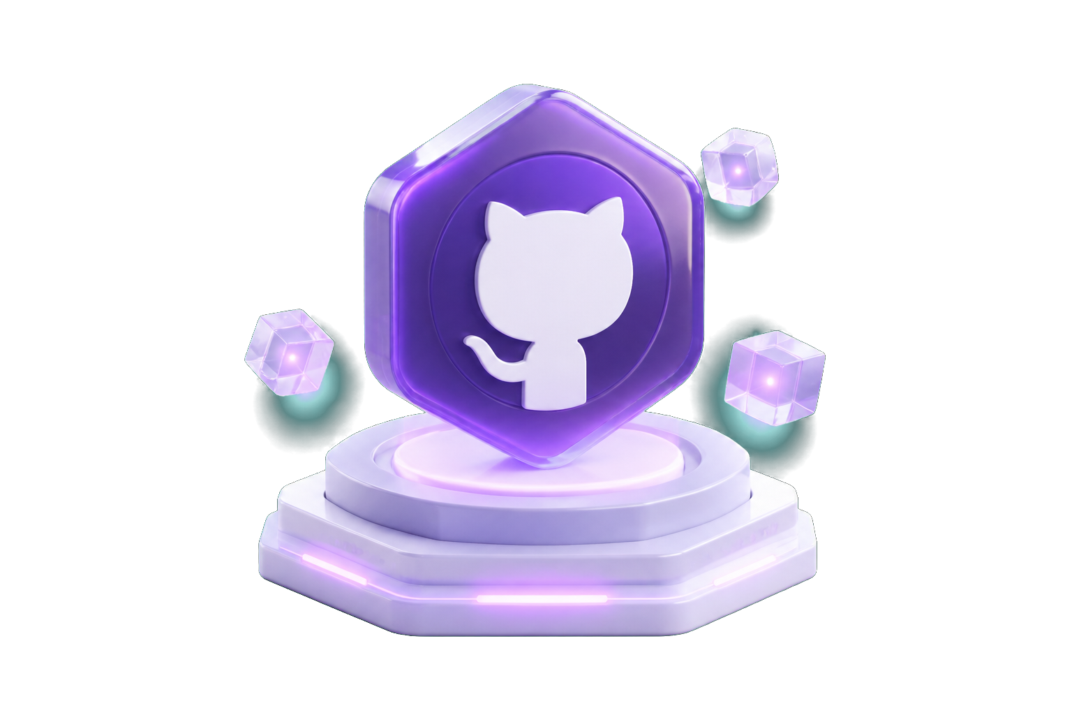 紫色 GitHub 开源项目立体标识